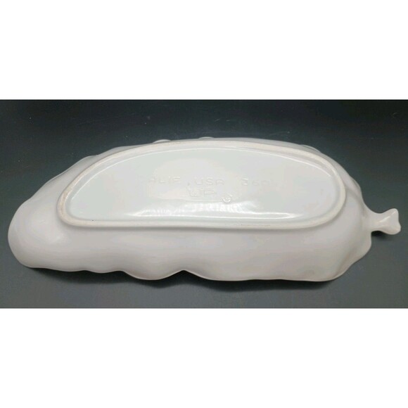 California Pottery Leaf Dish Art Pottery MCM 1950-60s Mint White 14.5” - Picture 4 of 6